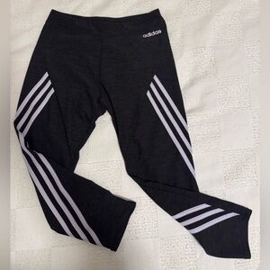 Adidas Kids Charcoal Leggings with White Stripes